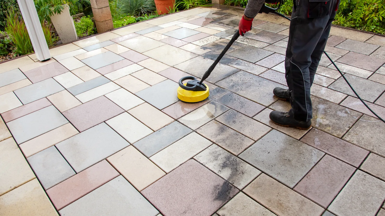 Patio Cleaning work carried out by Bespoke Paving